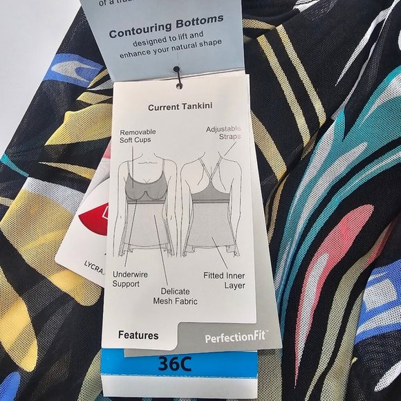 Coco Reef Retro Swirl Current Mesh Layer Tankini Swim Top - Picture 9 of 11